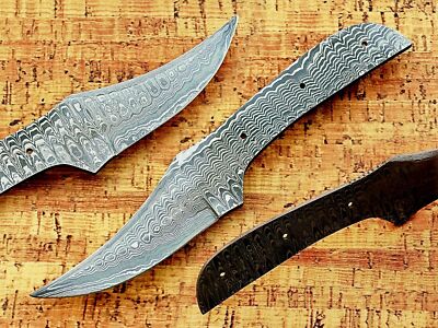 Laddert pattern Damascus steel Trailing point blank blade, knife ma... Fast Ship