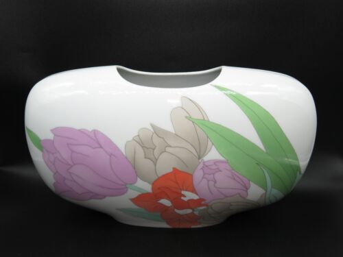Hutschenreuther Germany Leonard Paris vaso porcellana con fiori.  cm 32x18,5. - Imagen 1 de 5