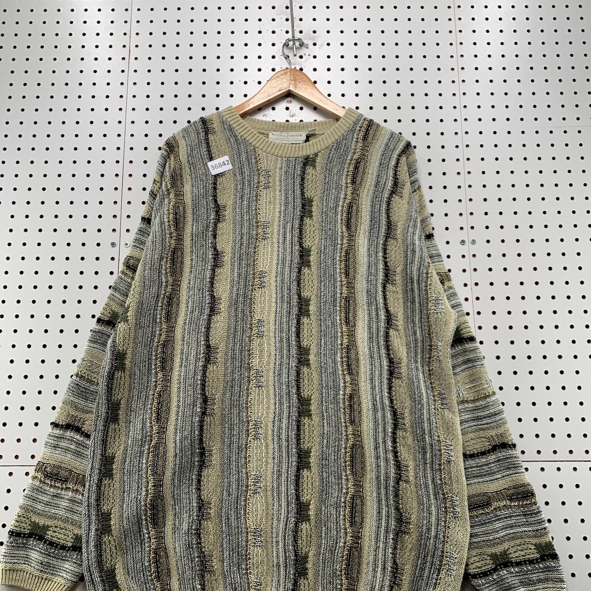 Vintage 90s Natural Exchange 3D Knit Coogi Sweater Mens 2XLT Beige