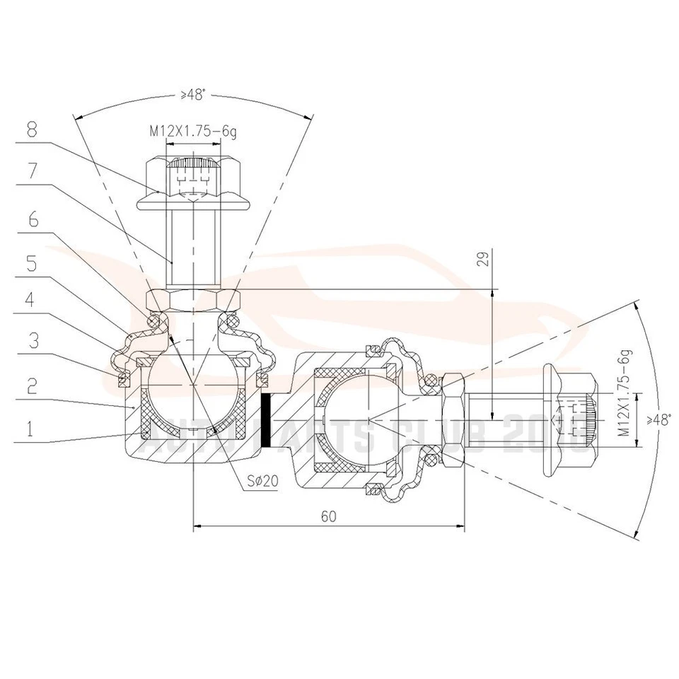 8pcs For 1996-2006 Chrysler Sebring Sedan Steering Ball Joints Tie Rods Sway Bar Foto 3 de 4