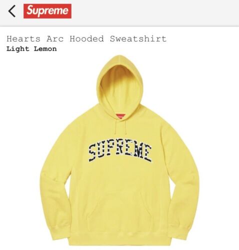 Supreme Hearts Arc Hooded Sweatshirt Yellow Light Lemon Medium M SS21 FTP NY