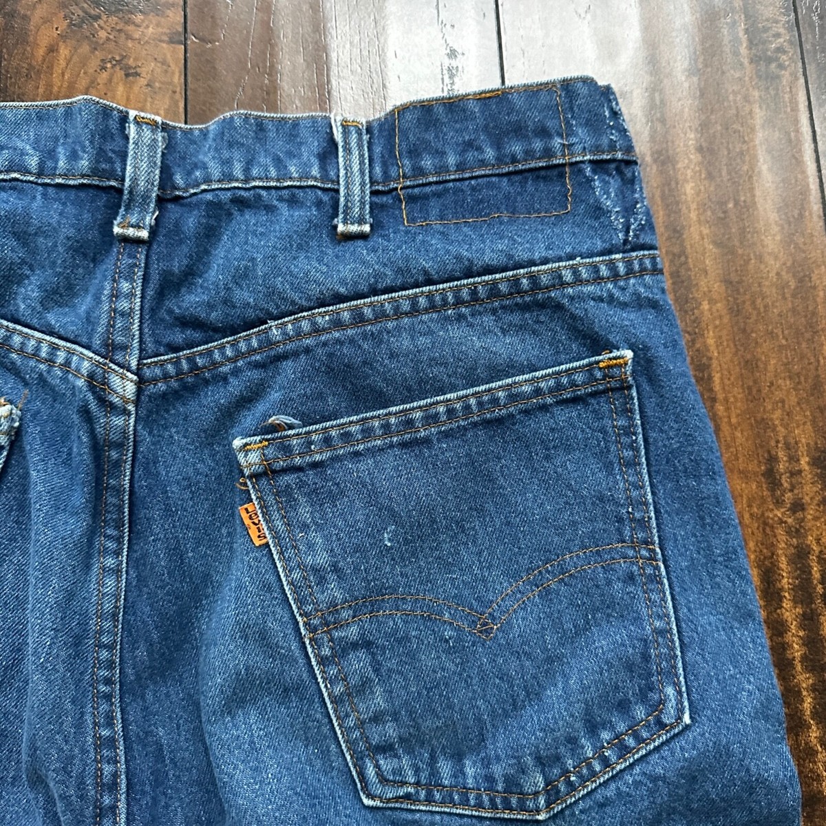 Vintage 80s Levis 646 Boot Flare Orange Tab 36x36 USA Blue Jeans 