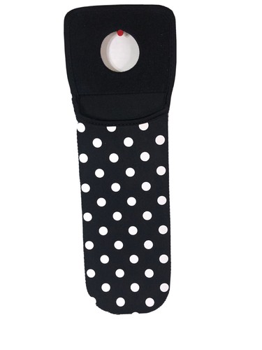 Neoprene Black with White Polka Dots Wine Water Bottle GIFT Tote Carrier Bag