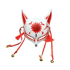 Hand Paint Kitsune Large Fox Mask for Cosplay, Japanese Kabuki Traditional Masks