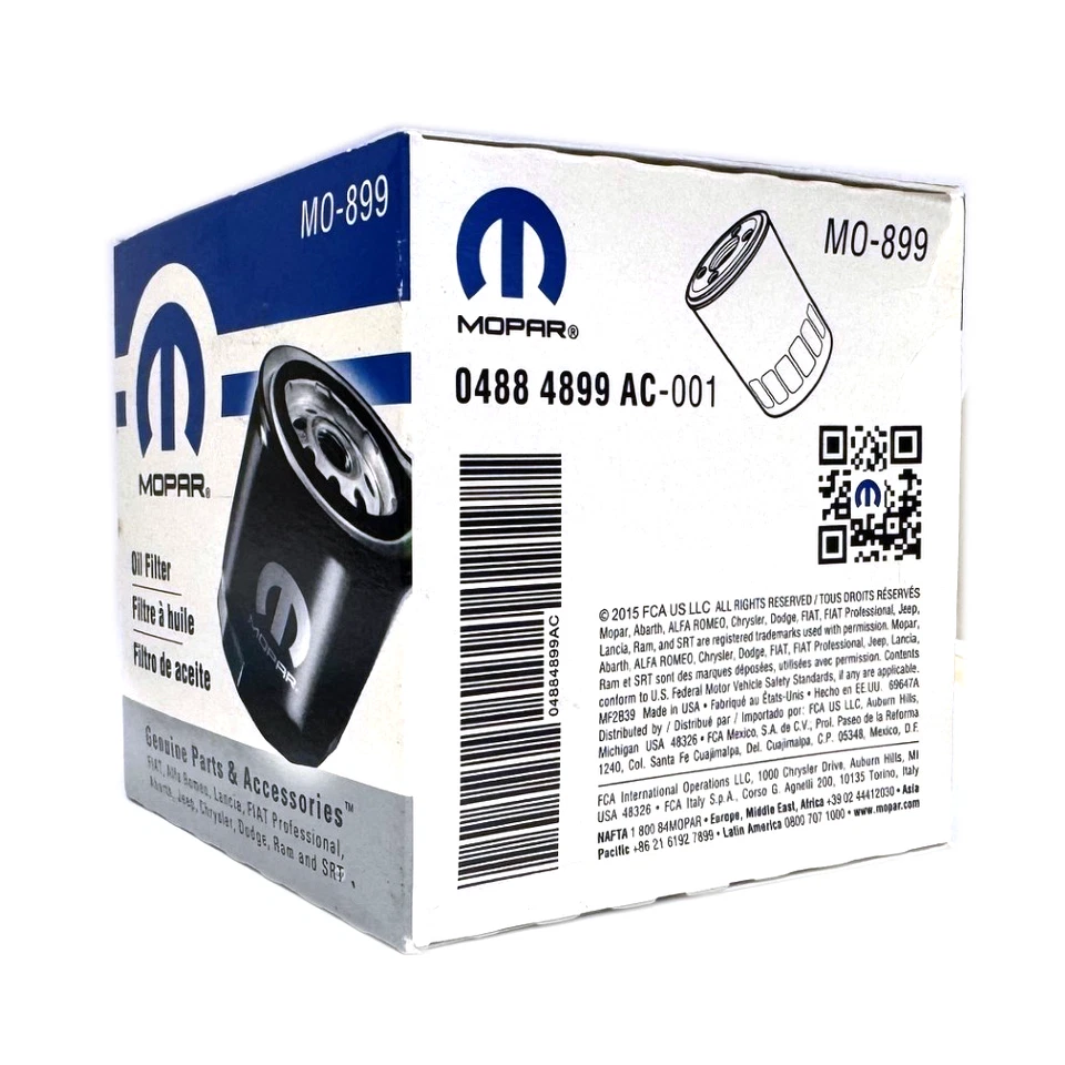 Filtro de aceite de motor genuino OEM Mopar MO-899 4884899AC Dodge Ram 1500 2500 Foto 2 de 4