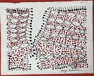 Yayoi Kusama (Handmade) Drawing mixed media on paper signed & stamped