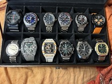Casio G-Shock Nautica Citizen Lorus Fossil Men’s Watch Lot w/ Display Case