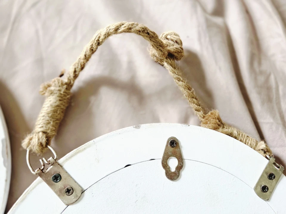 Round White Decor Mirrors - Set of Two - Image 4 of 4