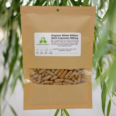 Certified Organic White Willow Bark (Salix Alba) 500mg or 650mg vegetarian or