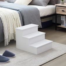 Kings Brand Furniture   Wood Step Stool for Adults or Kids, Dog Stairs, White