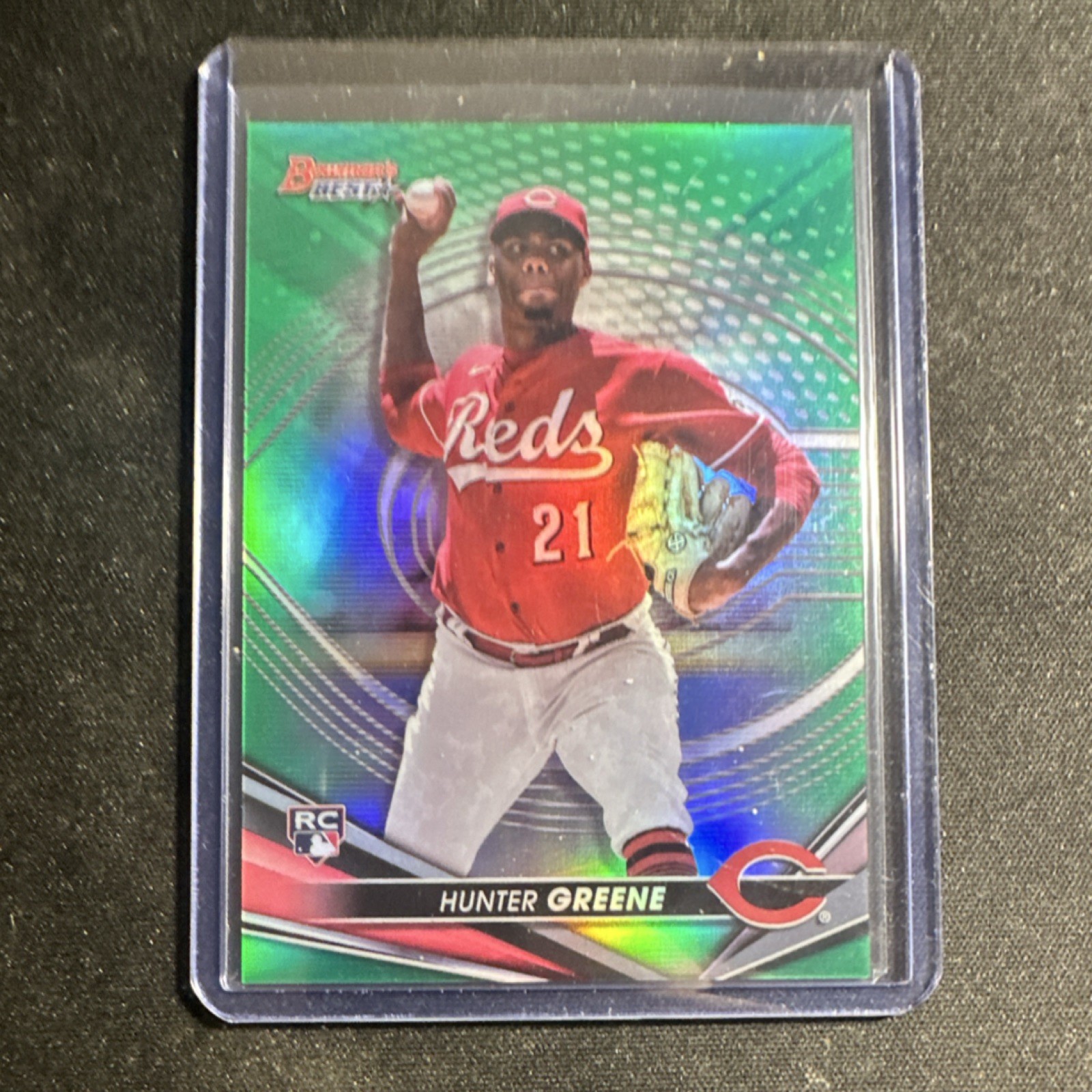Topps 2022 Bowman's Best Green Refractor Rookie /99 Hunter Greene #54 Reds