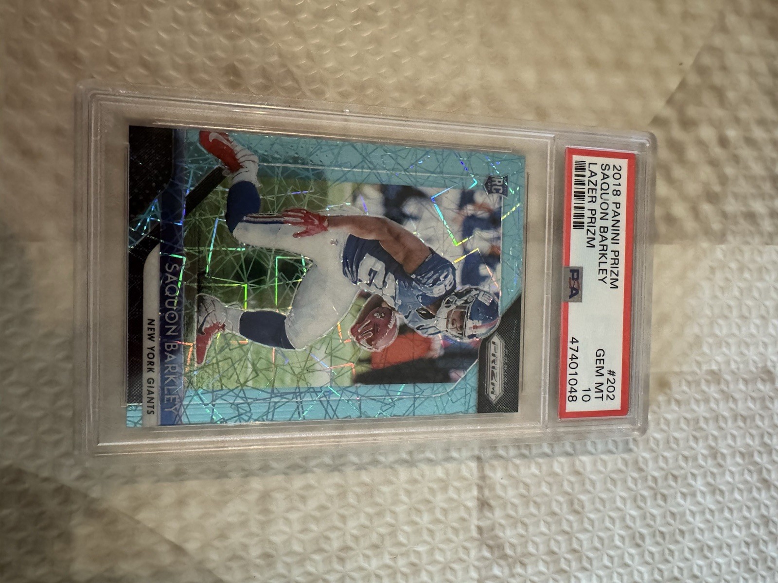 2018 Panini Prizm Lazer #202 Saquon Barkley RC Rookie Gem Mint PSA 10
