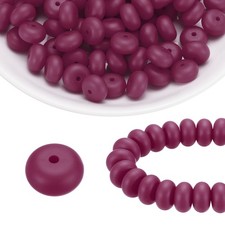 110Pcs Silicone Beads 14mm Lentil Rubber Focal Beads Bulk, Burgundy