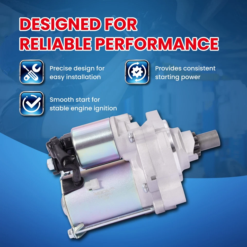 Starter Motor for 98-00 Acura EL Honda Civic 1.6L 1.0KW 12V CW 9T Manual Trans - Image 3 of 4