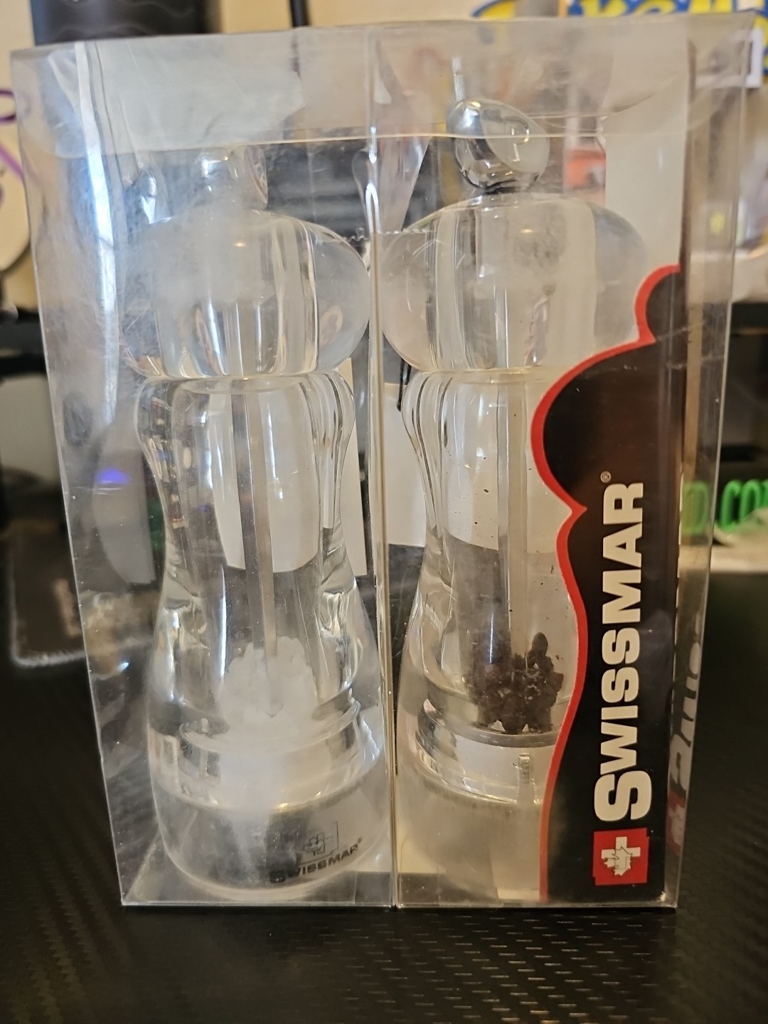 Swissmar Alice You and Me Acrylic Pepper and Salt Mill Set, 6 Inch Clear