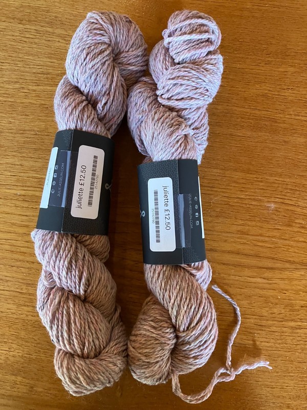 Julie Asselin Nurtured yarn lot of 2 skeins color Juliette (pink) 56 g 130 yds