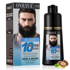 Men  s Beard  Mustache Dye Shampoo 3-in-1 Black Hair Coverage 200ml