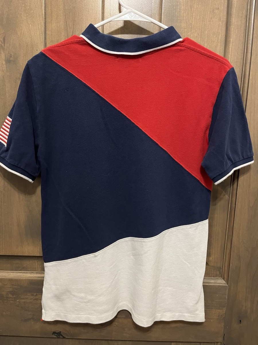 Polo Ralph Lauren Red White Blue Polo Shirt w/ Flag. Big Pony