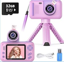 Kids Camera, 1080P 40MP Digital Camera for Kids with Tripod - Pink/Purple