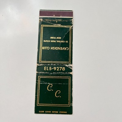 Cavendish Club New York NY Vintage Matchbook Cover TMB53-4