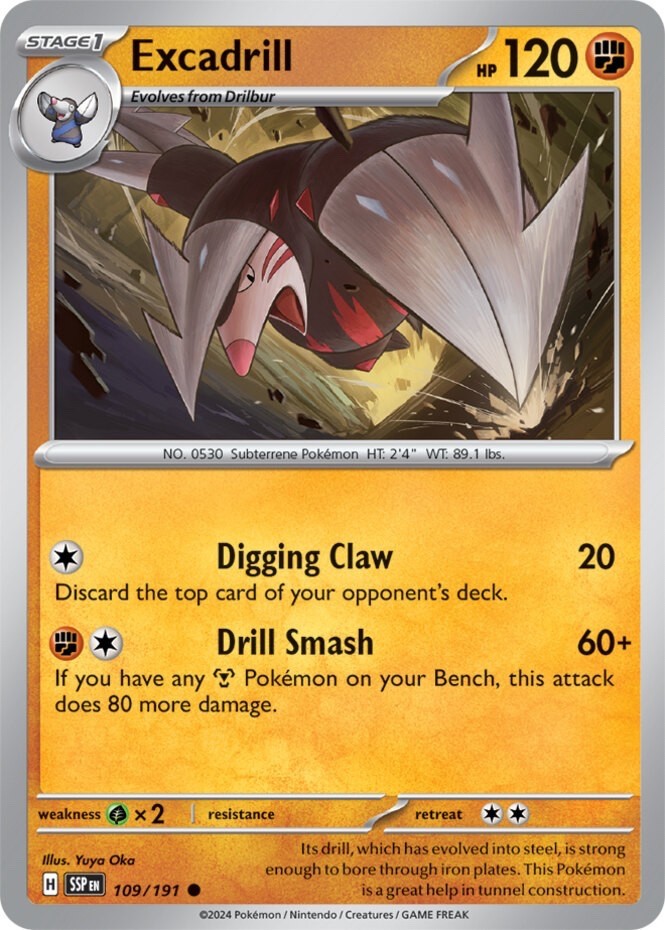 Pokemon -  Excadrill 109/191 - Surging Sparks - NM/M