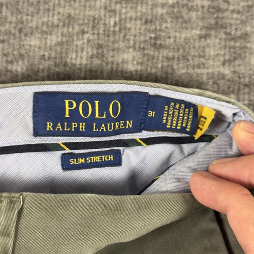 Polo Ralph Lauren Shorts Mens 31 Olive Green Slim Stretch Fit Chino Flat Front - Picture 3 of 11