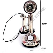 Brass Nickel & Iron Candlestick–Vintage  Retro Style Antique Phone Home & Office