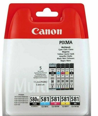 Original Canon PGI-580XL/CLI-581 Multipack PGBK/B/C/M/Y Tintenpatrone für TS8152