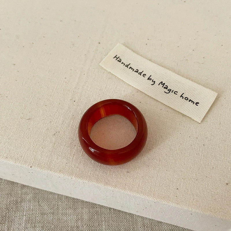 Hot Natural red agate stone ring, women's fashion ring, ring, ins style - Image 3 of 4
