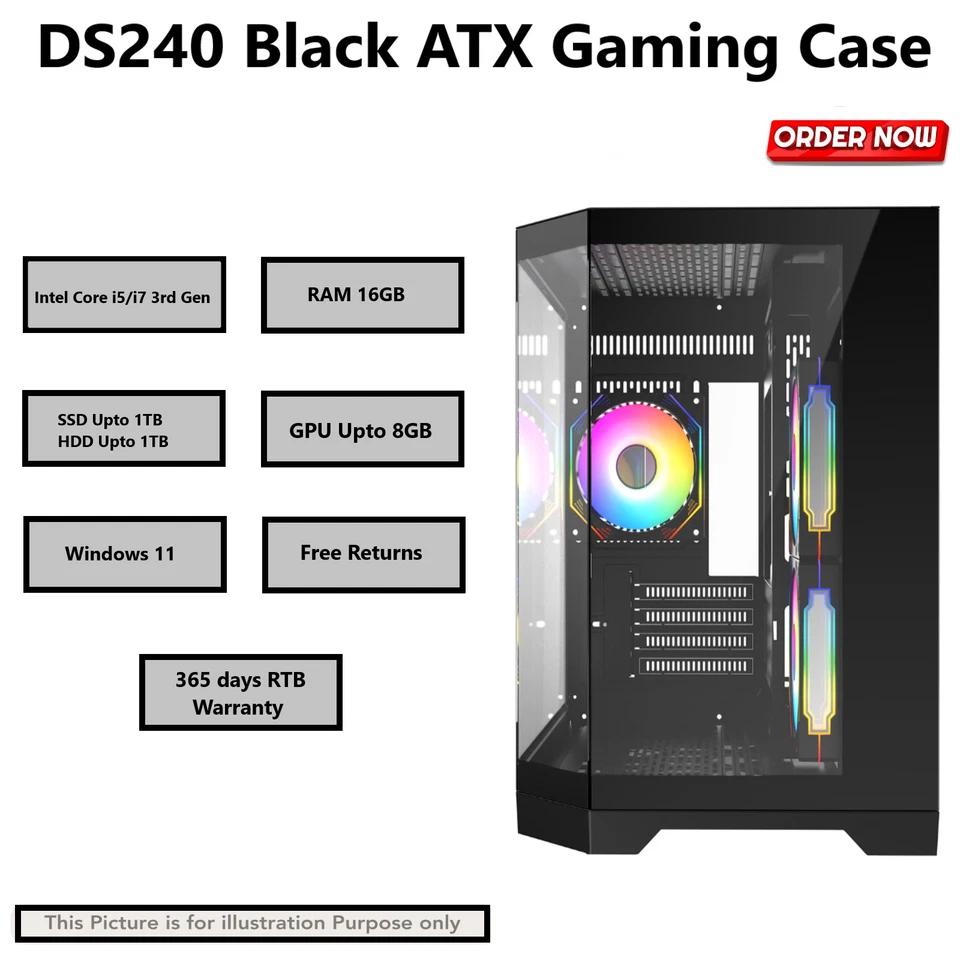 Gaming PC Bundle i7 Quad Nvidia RTX 3050 16GB RAM 1TB SSD | HDD Windows 11 WiFi - Image 2 of 4