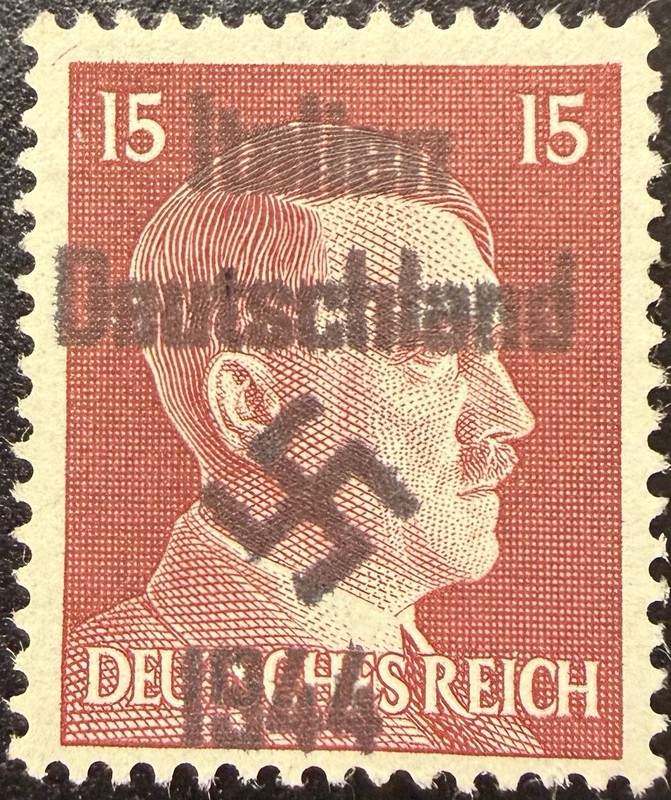 Adolf Hitler Stamp W Swastika Ovpt Cv$150