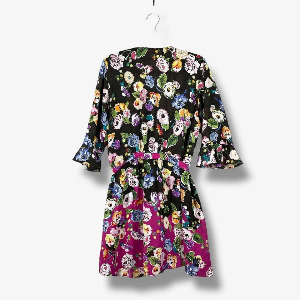 Oscar de la Renta 粉色标签和服长袍女式 S 花卉印花腰带波西米亚休息室 — 第 4/4 张图片