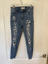 Pacsun High Rise ankle Distressed Jegging Jeans Womens Blue Stretch Skinny 27s