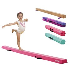 VEVOR 8FT Folding Gymnastic Balance Beam for Kids with Carry Bag for Home Pink