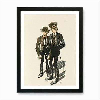 Two Men In Hats 1 Art Print Framed Wall Art Poster Canvas Print Picture