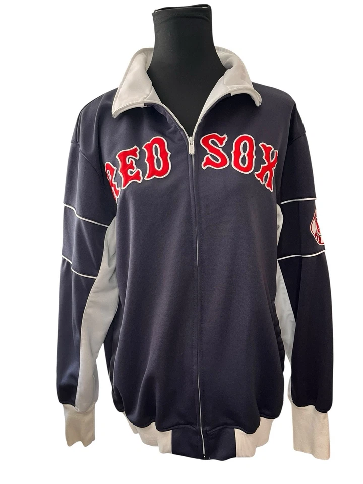 Chaqueta Boston Red Sox’s manga larga cremallera completa logotipo de béisbol algodón talla mediana Foto 4 de 4