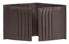 Genuine Nappa Cow Leather Thick Dual Credit Card ID Flap Quad Fold Large Bifo...