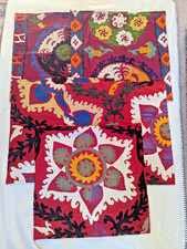 Suzani Decorative Embroidered Pillows X 5--18 x 18 Hand Embroidered Multicolor