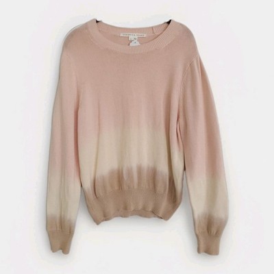 Veronica Beard Nikasha Pullover Cotton Sweater Pink Ivory Ombré Khaki Size Small