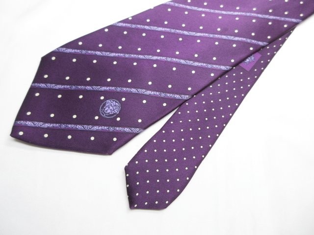 VERSACE Men's Tie Purple Silk Italy thumbnail 5