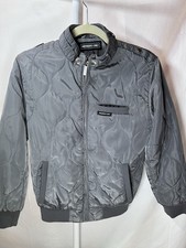 Members Only Quilted Bomber Jacket Size 10/12 Metallic Grey Elastic Cuffs EUC