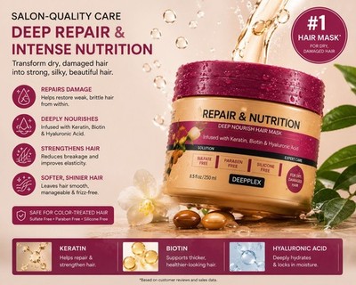 Repair & Nutrition Naturmaske trockenes und geschädigtes Haar mit 8 Reparaturinhaltsstoffen