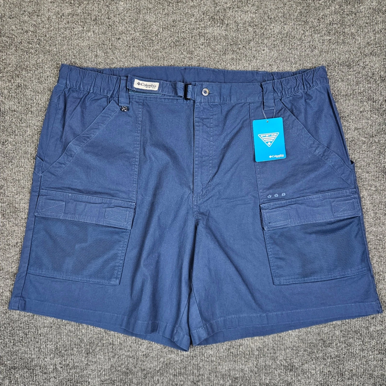 Columbia PFG Norton Shores Cargo Shorts Mens XXL Navy Blue Fishing 8" Inseam