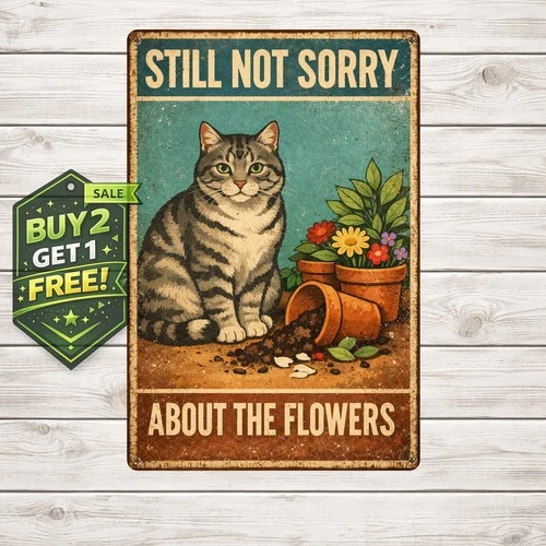 Vintage Cat Metal Tin Sign Cute Art Posters For Bedroom Wall Decor