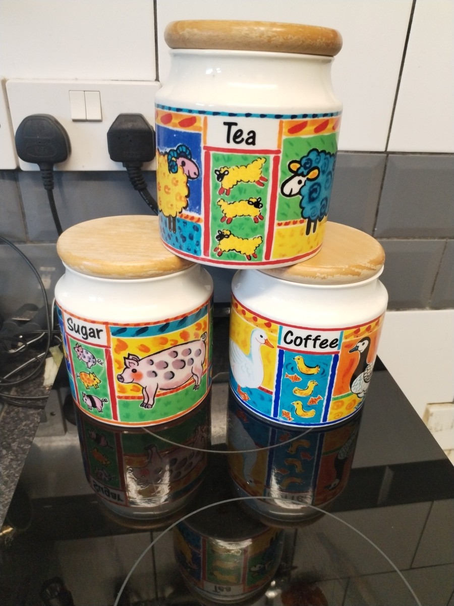 Storage Containers Country Tea Coffee Sugar Canisters Farmyard Tea