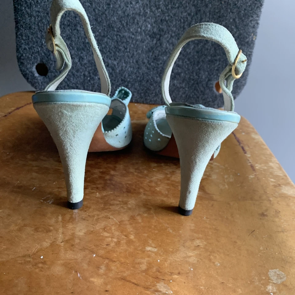 Zapatos de salón vintage Bally Suisse Boutique de gamuza de cuero con cordones peep-toe como nuevos Foto 4 de 4