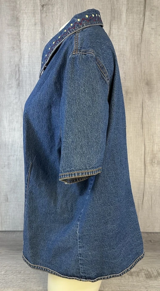Camisa Denim De Colección Yoakum Doble D Rancho Cuello Años 80 90 Para Mujer Talla 2X Foto 2 de 4