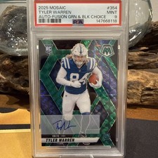 2025 Panini Mosaic Tyler Warren #354Green & Black Choice RC Auto /25  Colts PSA9