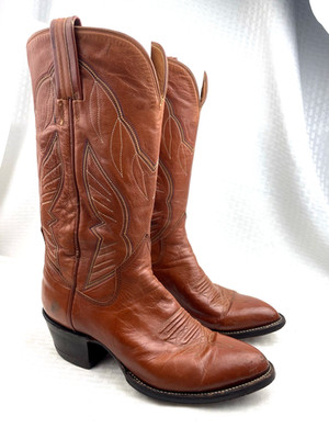 Vintage Sanders Mens 8.5D Embroidered Brown Tall Western Boots Mexico Make Offer