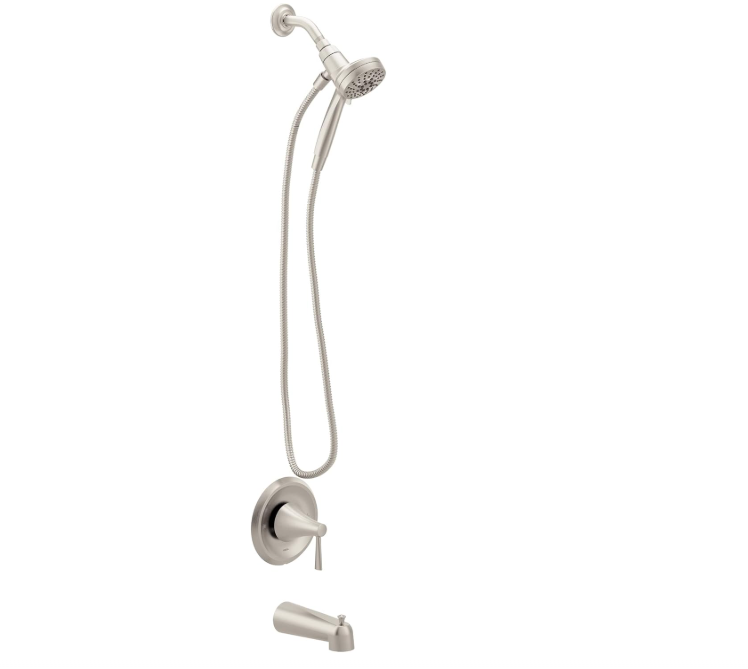Moen Ronan Spot Resist Brushed Nickel Modern Tub and Shower W/Vale 82021SRN NEW
